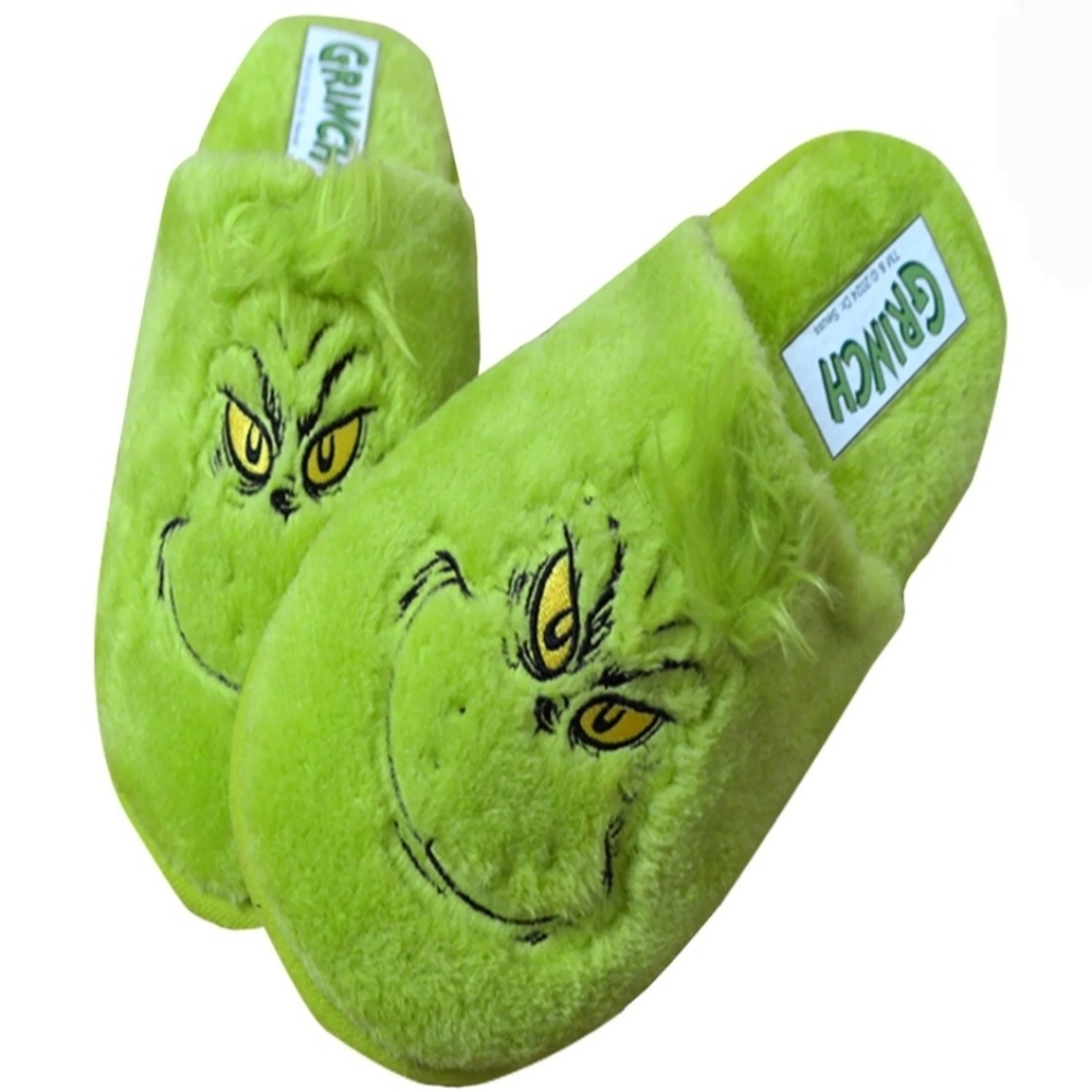 Grinch Green Fuzzy Slippers